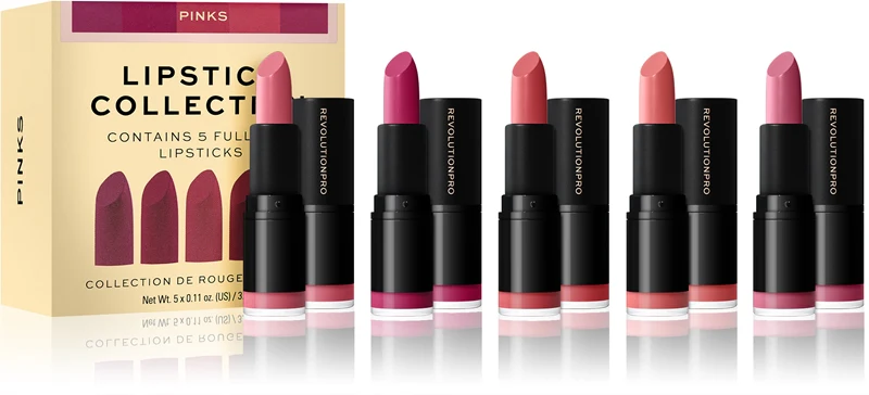 Revolution Pro Set of five pink lipsticks 5 x 3.2