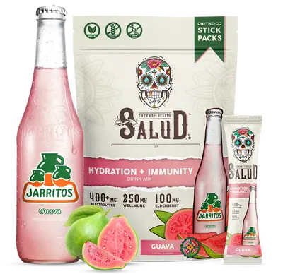 Salud x Jarritos 2-in-1 Hydration Packets + Immunity Electrolytes Powder, Guava - Agua Fresca Drink Mix, Elderberry, Dairy & ...
