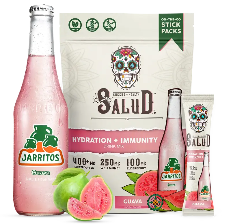 Salud x Jarritos 2-in-1 Hydration Packets + Immunity Electrolytes Powder, Guava - Agua Fresca Drink Mix, Elderberry, Dairy & ...