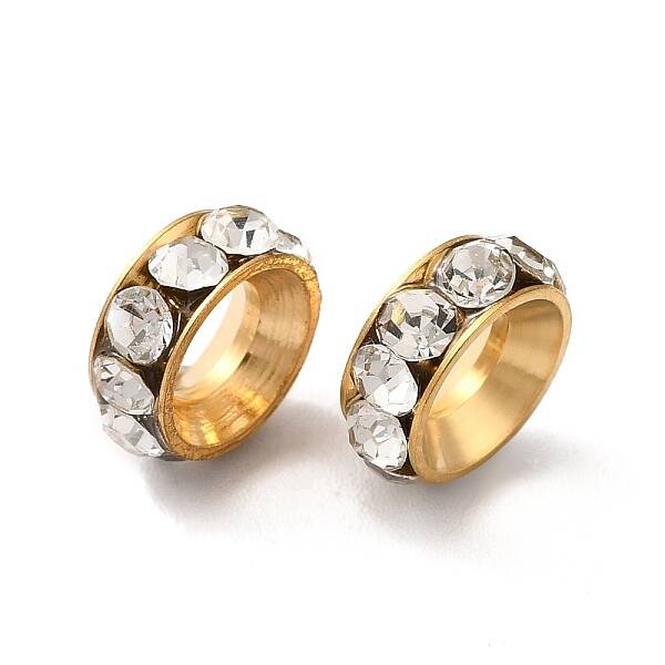 Ion Plating(IP) 202 Stainless Steel Rhinestone European Beads