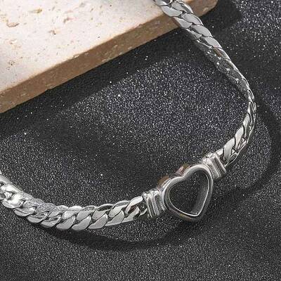 304 Stainless Steel Heart Cuban Link Chain Necklaces for Women