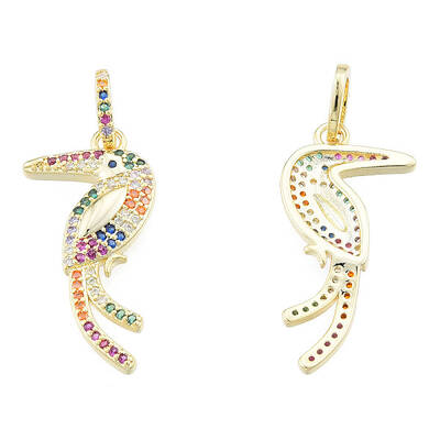 Brass Micro Pave Colorful Cubic Zirconia Pendants