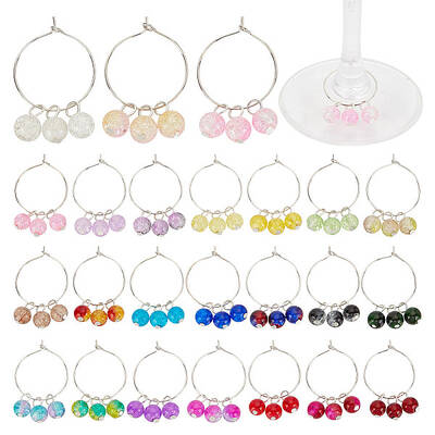 48Pcs 24 Colors Brass Wine Glass Charms
