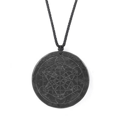 Natural Shungite Pendant Necklaces with Ropes