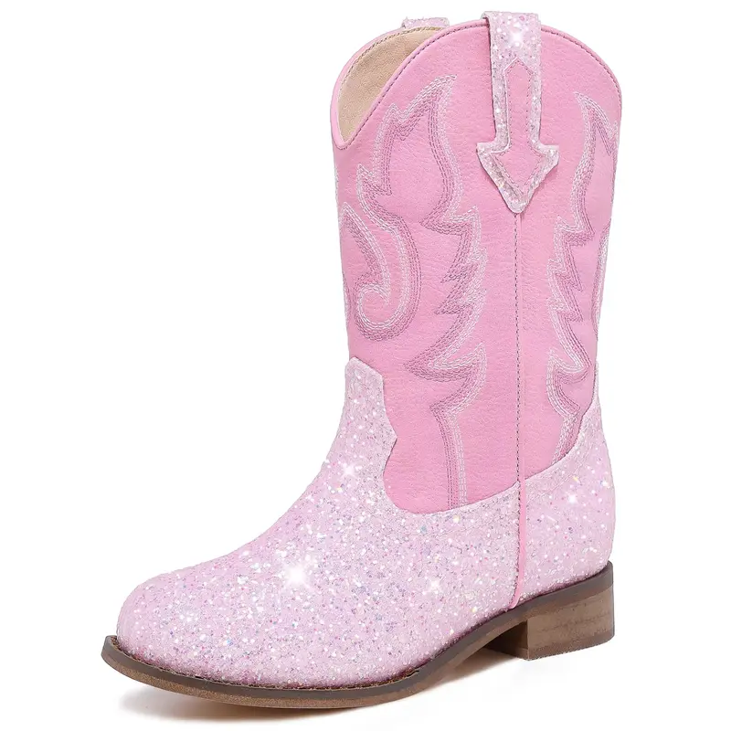Motasha Toddler Girls Cowgirl Boots Western Glitter Cowboy Boot Mid Calf Boots Little Kids Big Kid Horse Riding Shoes Party B...