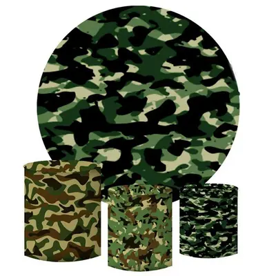 Aperturee Black And Green Abstract Round Birthday Backdrop Kit | Circle Background For Party | Circle Birthday Backdrop Cover...