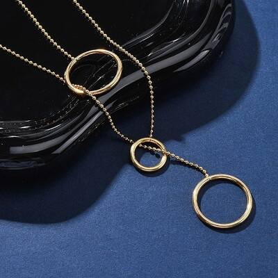 304 Stainless Steel Triple Ring Lariat Necklaces