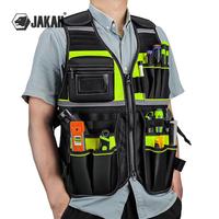 Work Safety Protector Vest, Reflective Tool Safety Vest with Multi-pockets and Zipper, Tool Vest for Electricians, Securit...