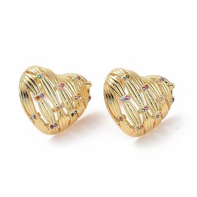 Cubic Zirconia Heart Stud Earrings