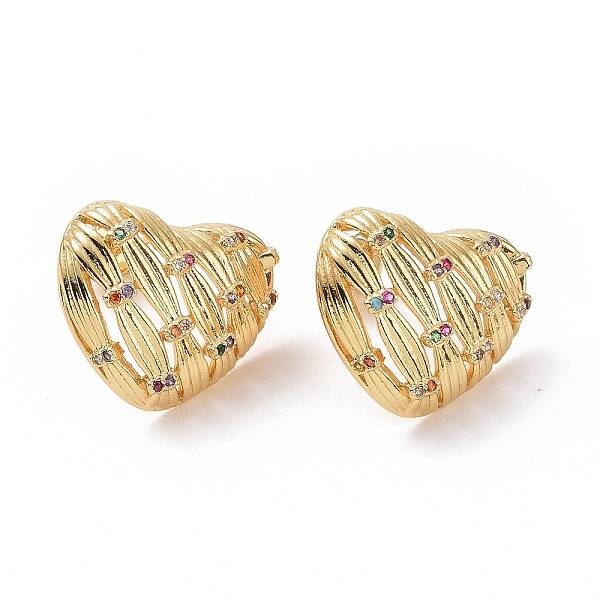 Cubic Zirconia Heart Stud Earrings