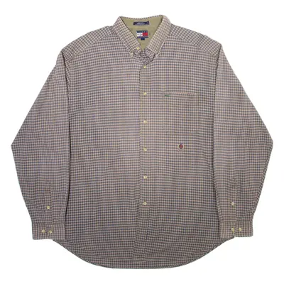 TOMMY HILFIGER Mens Shirt Grey Check Long Sleeve L