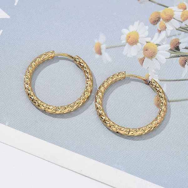 Ion Plating(IP) 304 Stainless Steel Grooved Hoop Earrings