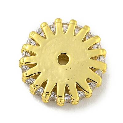 Brass Micro Pave Clear Cubic Zirconia Beads
