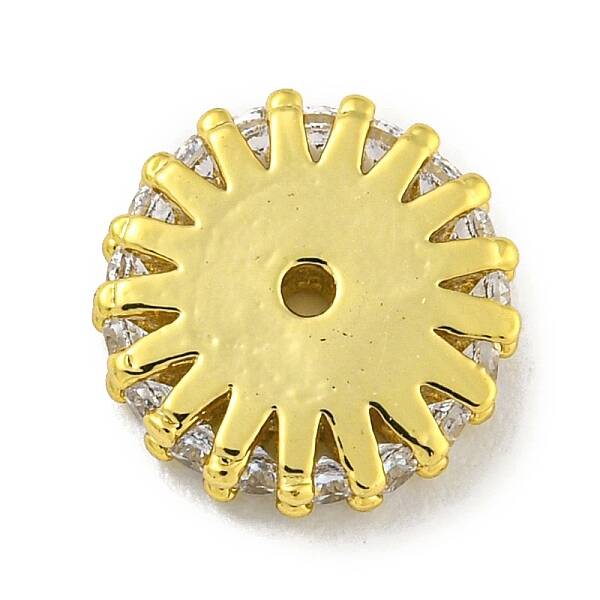 Brass Micro Pave Clear Cubic Zirconia Beads