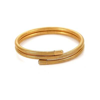 Elegant Stainless Steel Double-strands Spring Bangles for Women