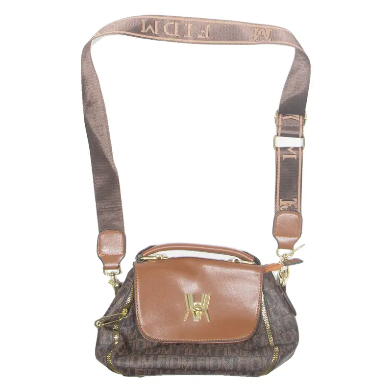FIDM Womens Shoulder Bag Brown Leather