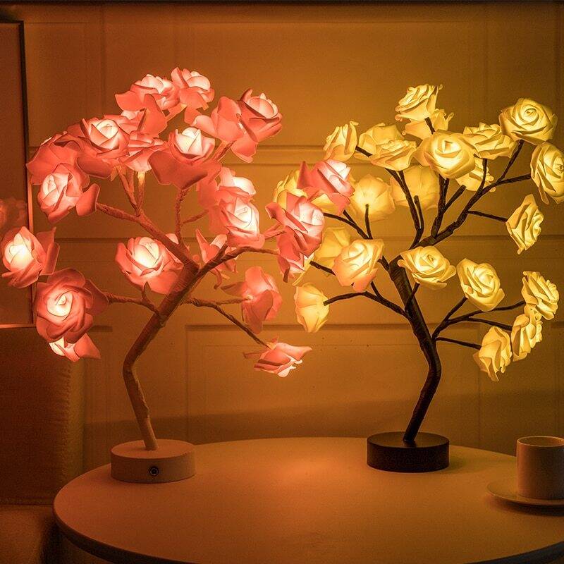 Rose Flower Lamp – USB & Battery-Powered LED Tree Light for Home & Bedroom Decor