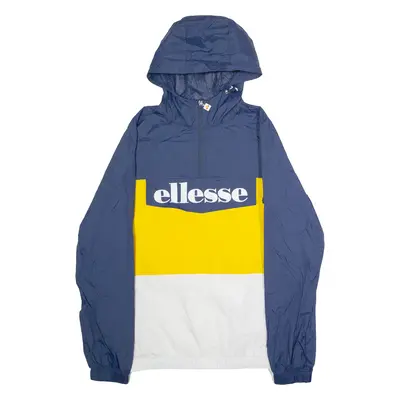 ELLESSE Mens Pullover Jacket Blue Hooded Colourblock M