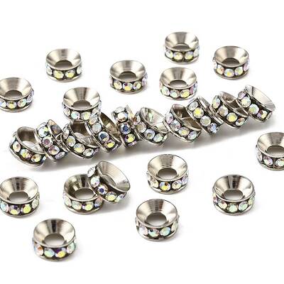 Brass Rhinestone Spacer Beads