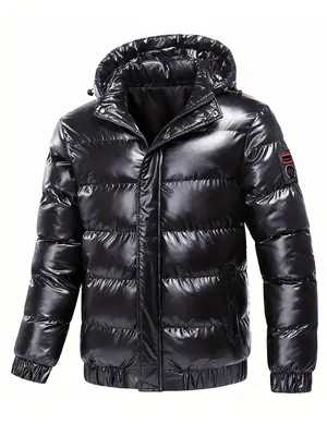 Men's Solid Zip Up Removable Hooded Coat, Regular Fit Casual Long Sleeve Drawstring Pocket Zipper Outerwear for Fall & Winte...