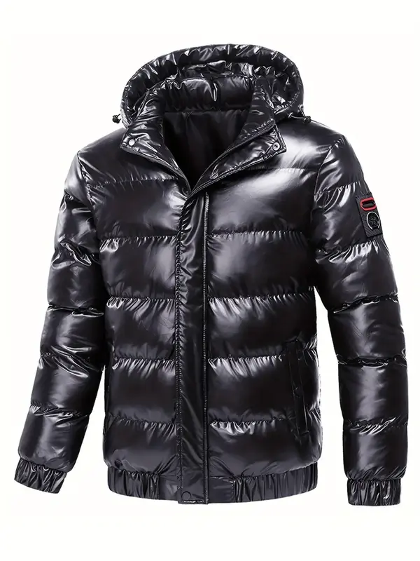 Men's Solid Zip Up Removable Hooded Coat, Regular Fit Casual Long Sleeve Drawstring Pocket Zipper Outerwear for Fall & Winte...