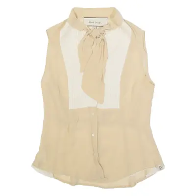 PAUL SMITH Womens Off Shoulder Vest Beige Sleeveless Silk S