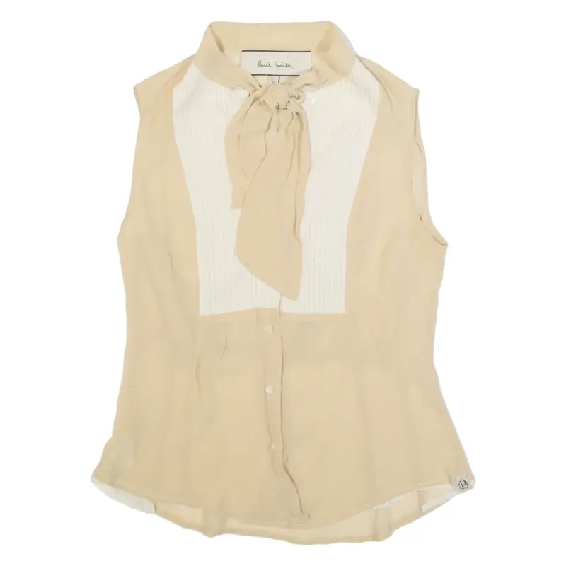 PAUL SMITH Womens Off Shoulder Vest Beige Sleeveless Silk S