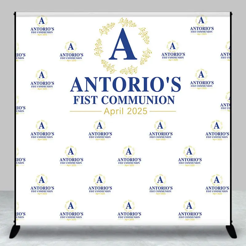 Custom Blue Words Step And Repeat Baptism Backdrop - Aperturee
