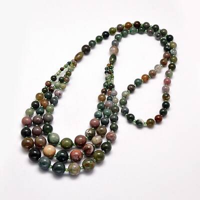 Natural Moss Agate Graduated Beaded Necklaces