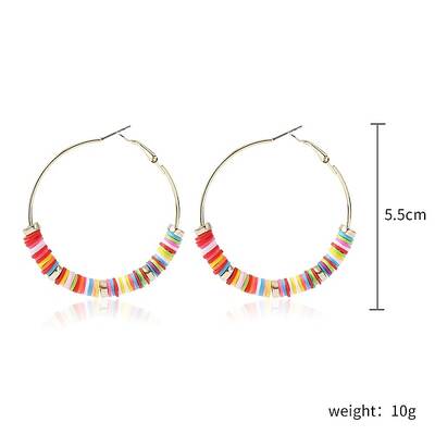 Bohemia Style Colorful Clay Beads Hoop Earrings