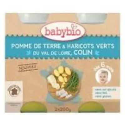 Babybio Midi Jars - 6 months and + - Green Beans, Potatoes, Colander - ORGANIC 2X200G
