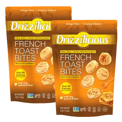 NEW! Drizzilicious French Toast Mini Rice Cakes - Gluten-Free, Vegan, Crunchy & Healthy Snack, 90 Calories per Serving, 4 oz ...