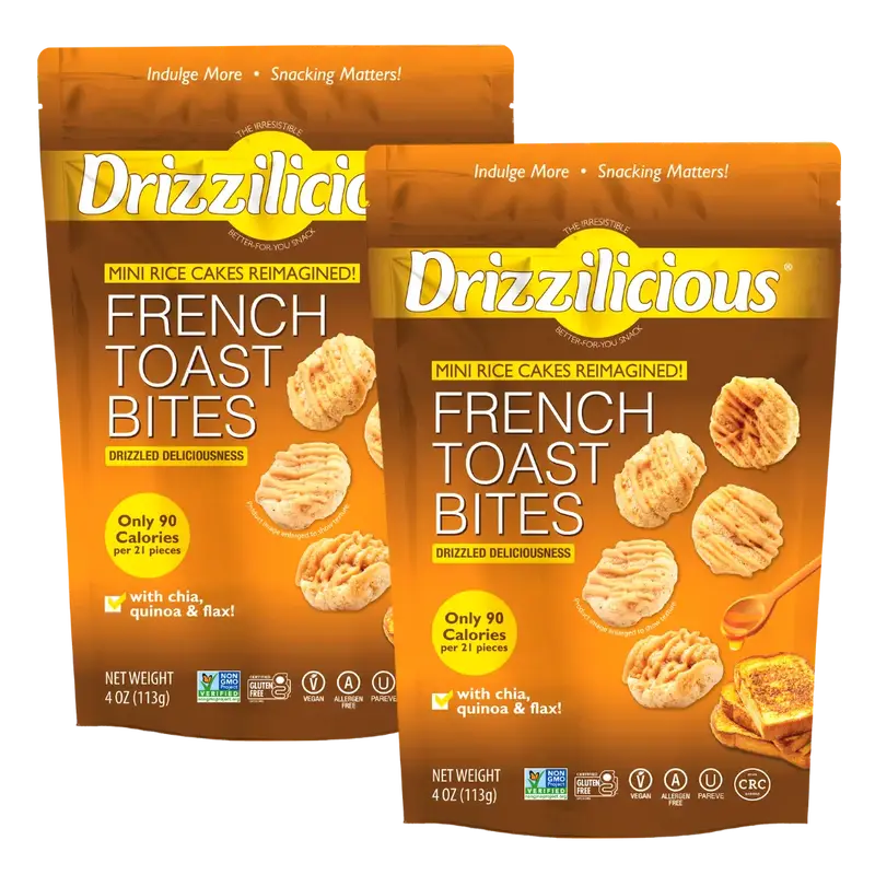 NEW! Drizzilicious French Toast Mini Rice Cakes - Gluten-Free, Vegan, Crunchy & Healthy Snack, 90 Calories per Serving, 4 oz ...