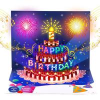 3D Musical Birthday Card with LED Lights & Blowable Candle - Interactive Pop-Up Greeting Card with  Music,  Birthday  for Adu...