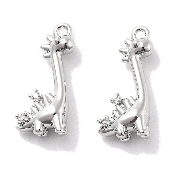 Brass Micro Pave Clear Cubic Zirconia Pendants