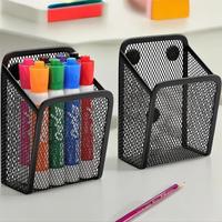Stainless Steel Magnetic Mesh Pencil Holder, 1 Count Desk Organizer, Desk Storage Box, Stationery Holder for Home Office Scho...