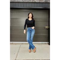 The Paula from Judy Blue: Mid-Rise Thermal Bootcut Denim *Final Sale*