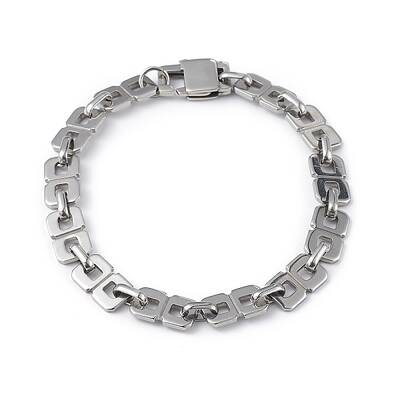 Non-Tarnish 304 Stainless Steel Oval & Rectangle Link Chain Bracelet for Men Women