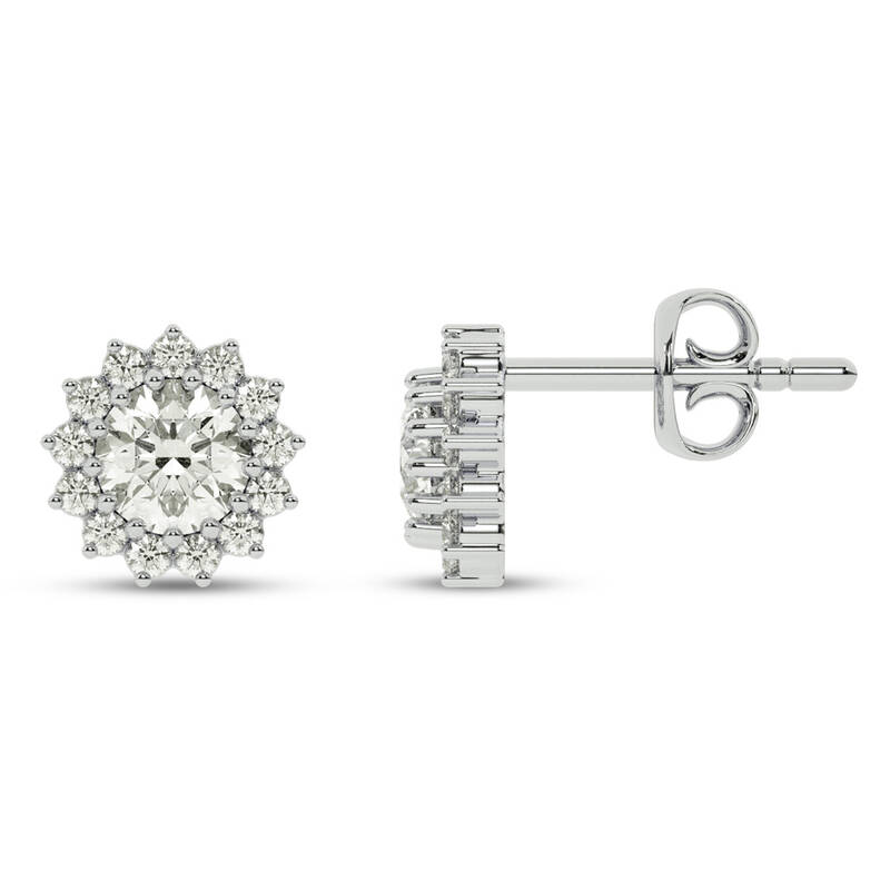 Sunfire White Gold Lab Grown Diamond Stud Earrings | 1 - 1 1/2 CT. TW.