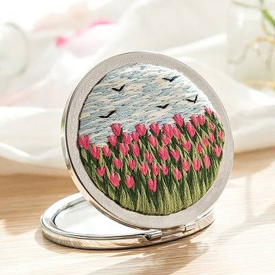 Tulip Pattern DIY Folding Mirror Embroidery Kit