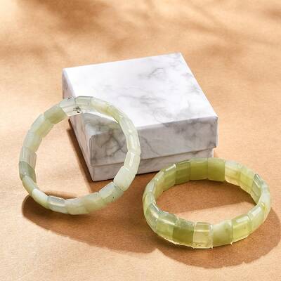Natural New Jade Beaded Stretch Bracelets for Women Men