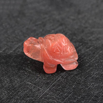 Watermelon Stone Glass Carved Healing Tortoise Figurines