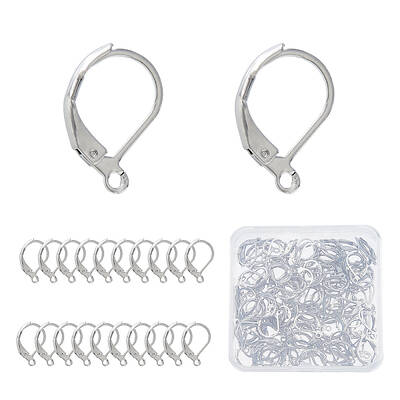 120Pcs 304 Stainless Steel Leverback Earring Findings