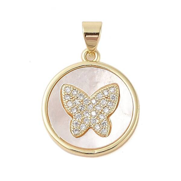 Brass Micro Pave Clear Cubic Zirconia Pendant