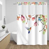 PUNKRAY No Hook Shower Curtain with Snap in Fabric Waterproof Inner Liner - Watercolor Floral Shower Curtain, Washable, Plant...