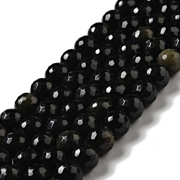 Natural Golden Sheen Obsidian Beads Strands