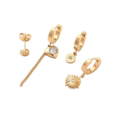 Ion Plating(IP) 304 Stainless Steel Dangle Hoop Earrings
