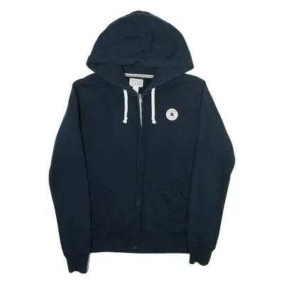 CONVERSE Womens Blue Hoodie Full Zip S