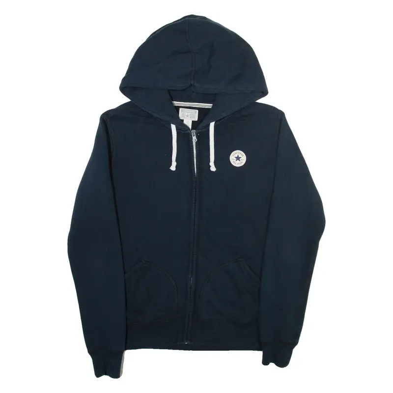 CONVERSE Womens Blue Hoodie Full Zip S
