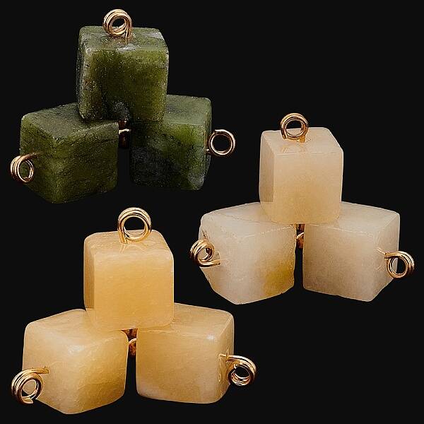 24Pcs 3 Colors Natural Jade Charms